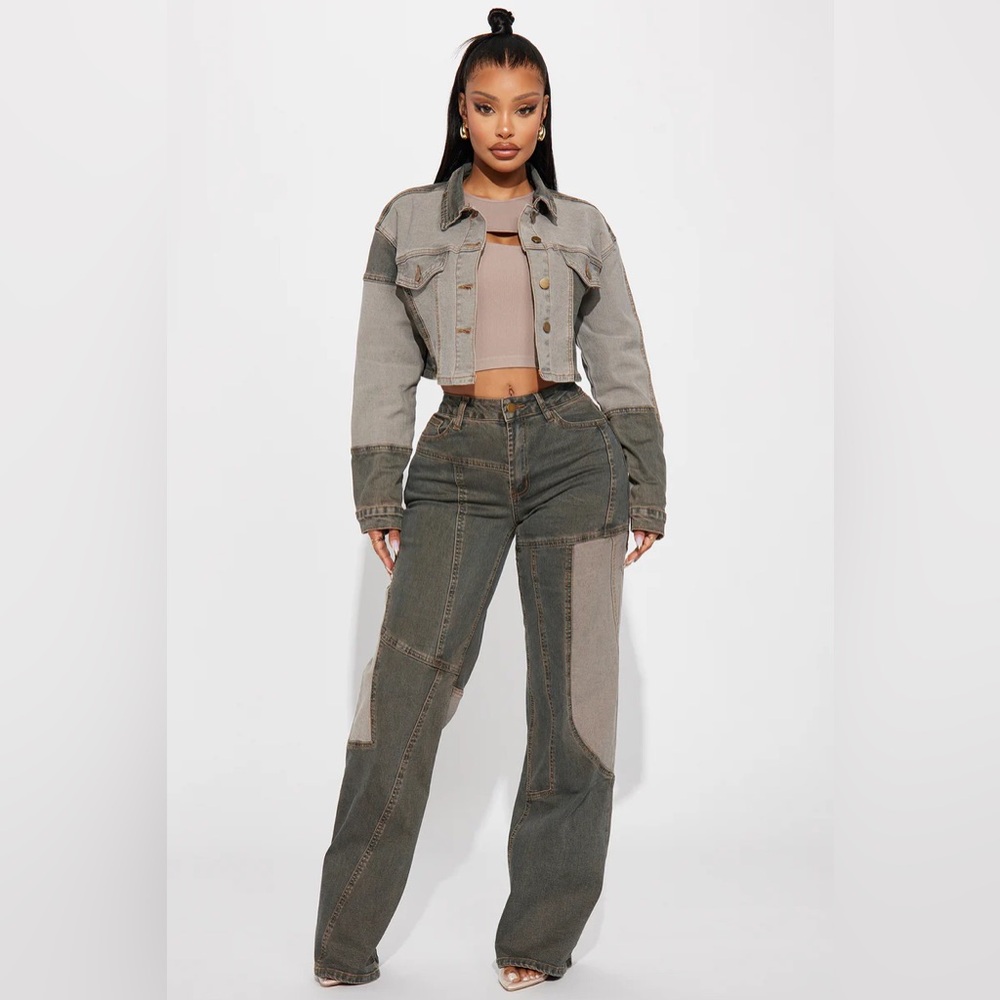 In Reverse Cropped Stretch Denim Jacket
